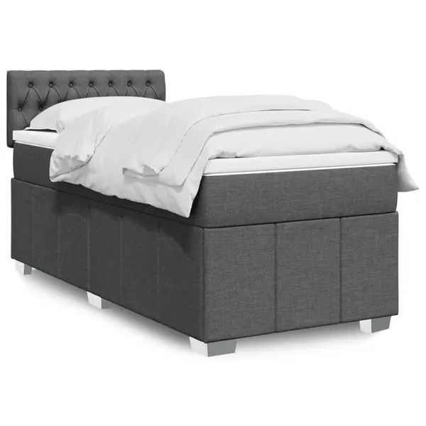 Sommier à lattes de lit avec matelas Gris foncé 100x200cm Tissu