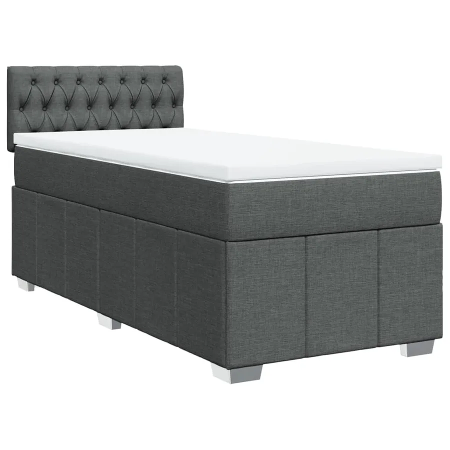 Sommier à lattes de lit avec matelas Gris foncé 100x200cm Tissu - 3