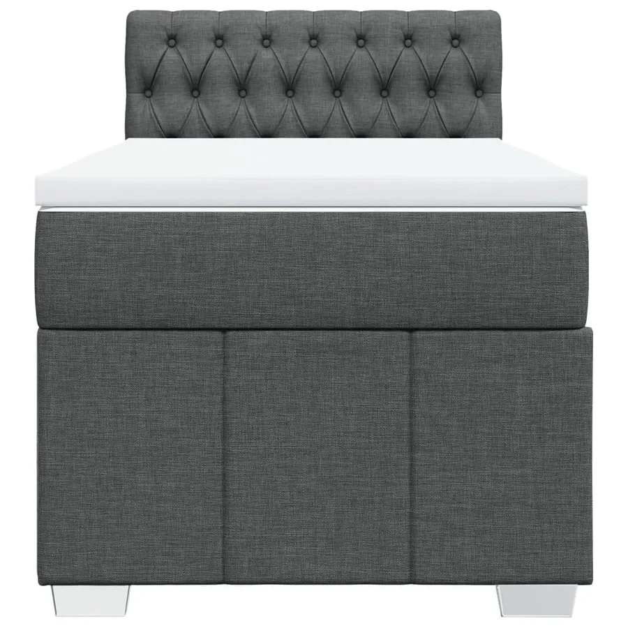 Sommier à lattes de lit avec matelas Gris foncé 100x200cm Tissu - 6