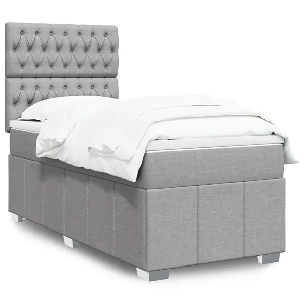 Sommier à lattes de lit avec matelas Gris clair 100x200cm Tissu