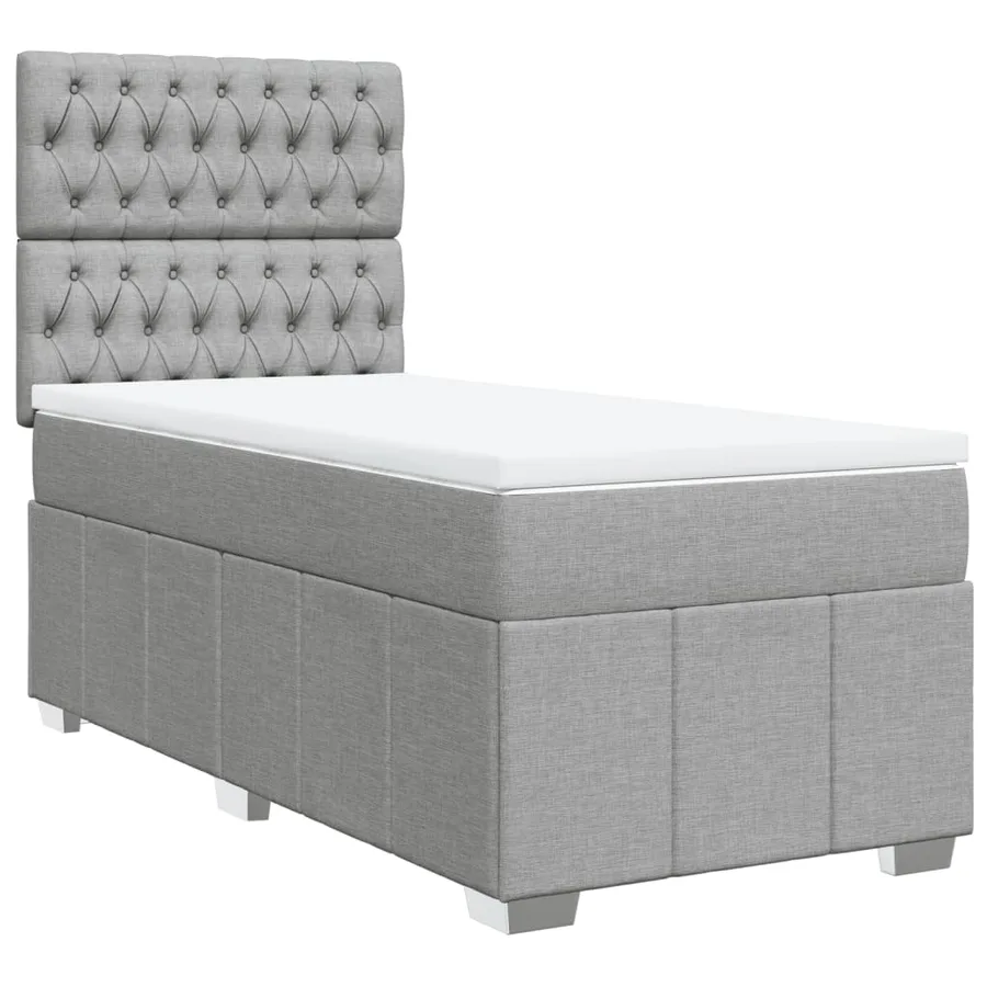 Sommier à lattes de lit avec matelas Gris clair 100x200cm Tissu - 3