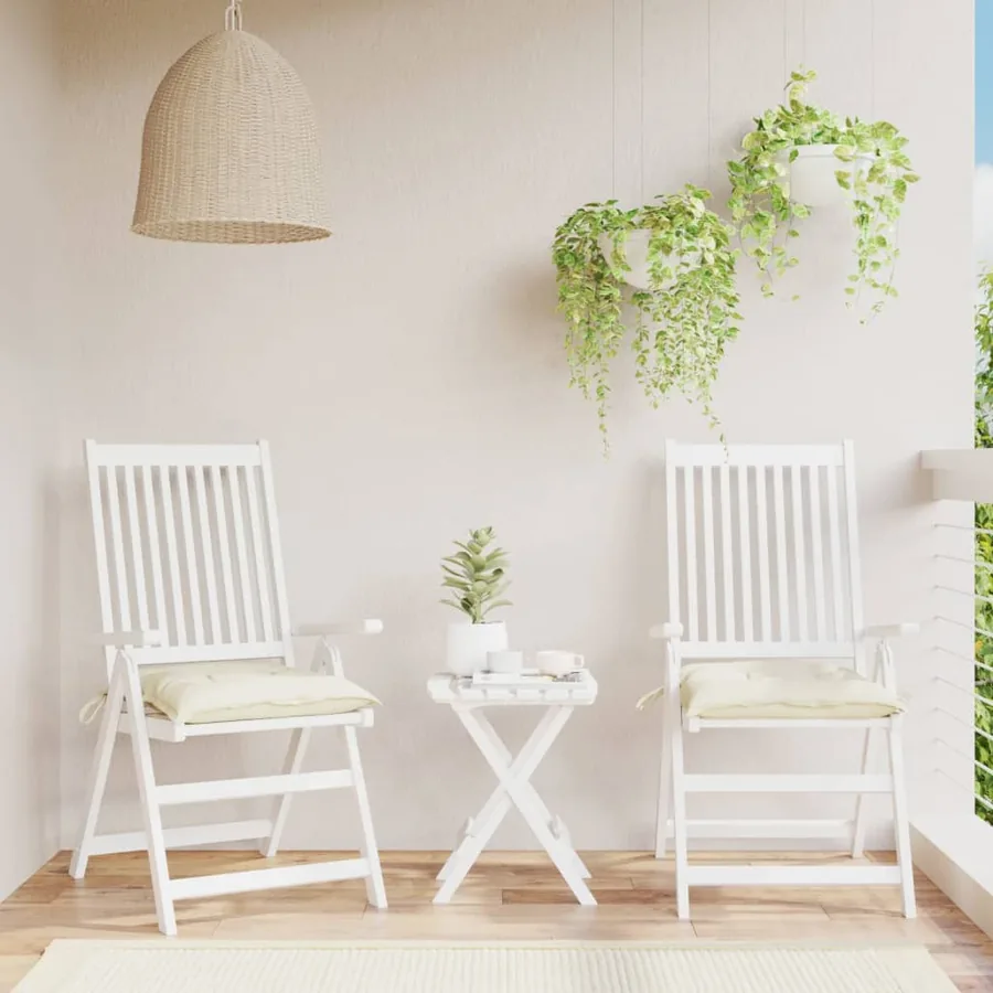 Coussins de chaise lot de 2 blanc crème 50x50x7 cm tissu oxford