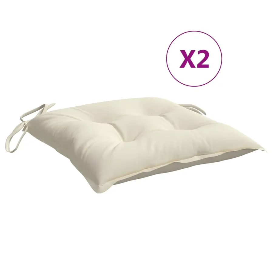 Coussins de chaise lot de 2 blanc crème 50x50x7 cm tissu oxford - 2