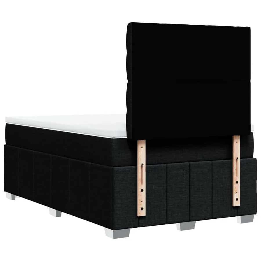 Sommier à lattes de lit avec matelas noir 120x190 cm tissu - 6