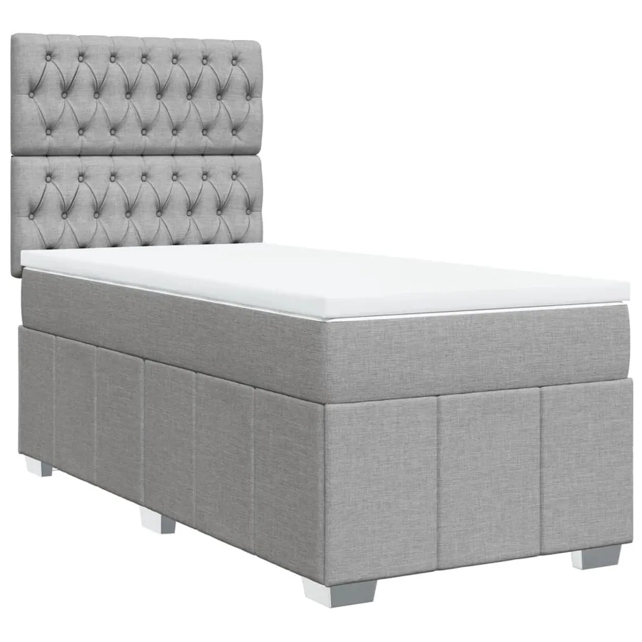 Sommier à lattes de lit avec matelas Gris clair 100x200cm Tissu - 2