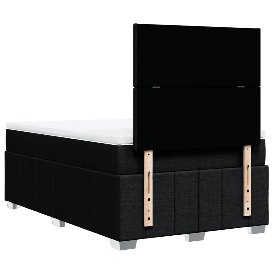 Sommier à lattes de lit avec matelas noir 120x190 cm tissu - 6