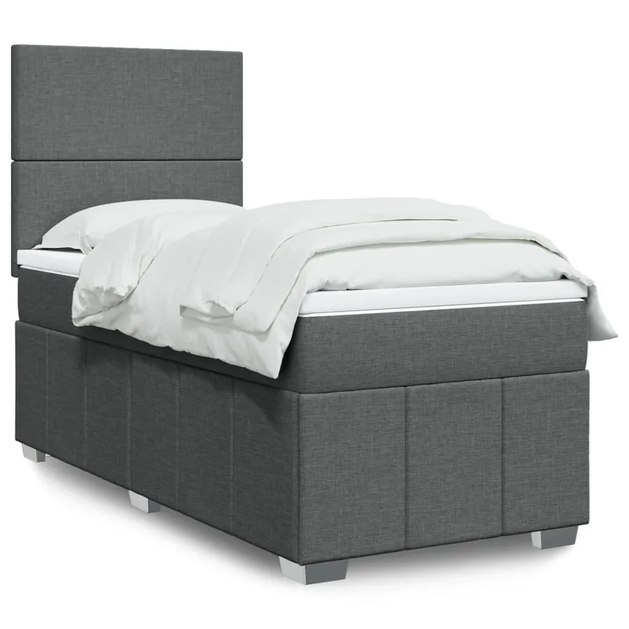Sommier à lattes de lit avec matelas Gris foncé 100x200cm Tissu