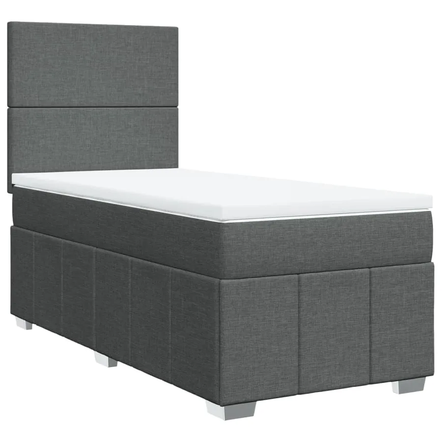 Sommier à lattes de lit avec matelas Gris foncé 100x200cm Tissu - 3