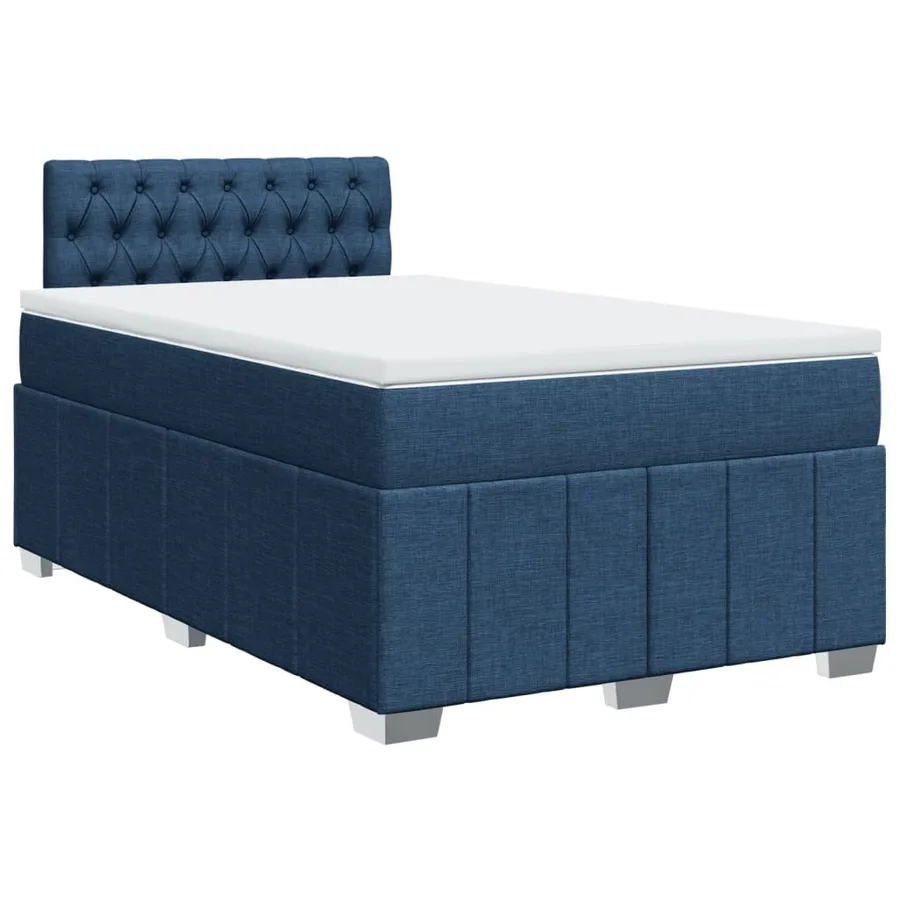 Sommier à lattes de lit avec matelas bleu 120x190 cm tissu - 2