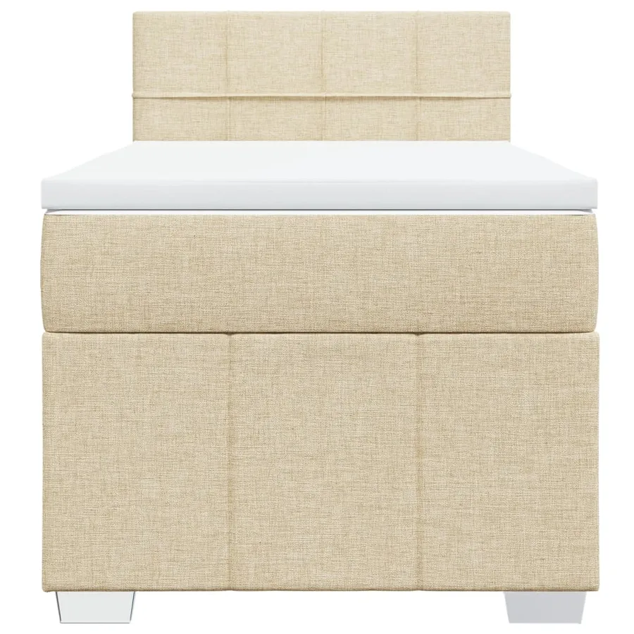 Sommier à lattes de lit et matelas Crème 90x190 cm Tissu - 4