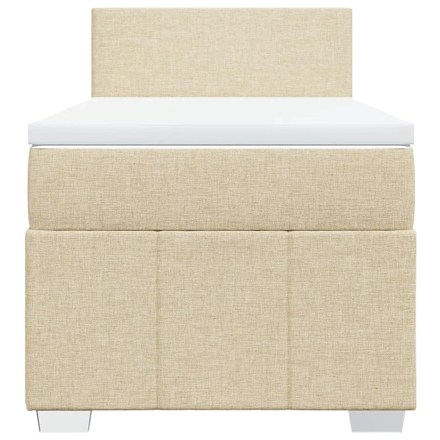 Sommier à lattes de lit et matelas Crème 90x190 cm Tissu - 4