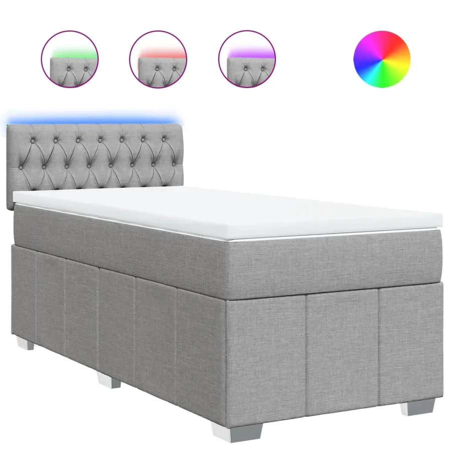 Sommier à lattes de lit et matelas Gris clair 90x190 cm Tissu - 2