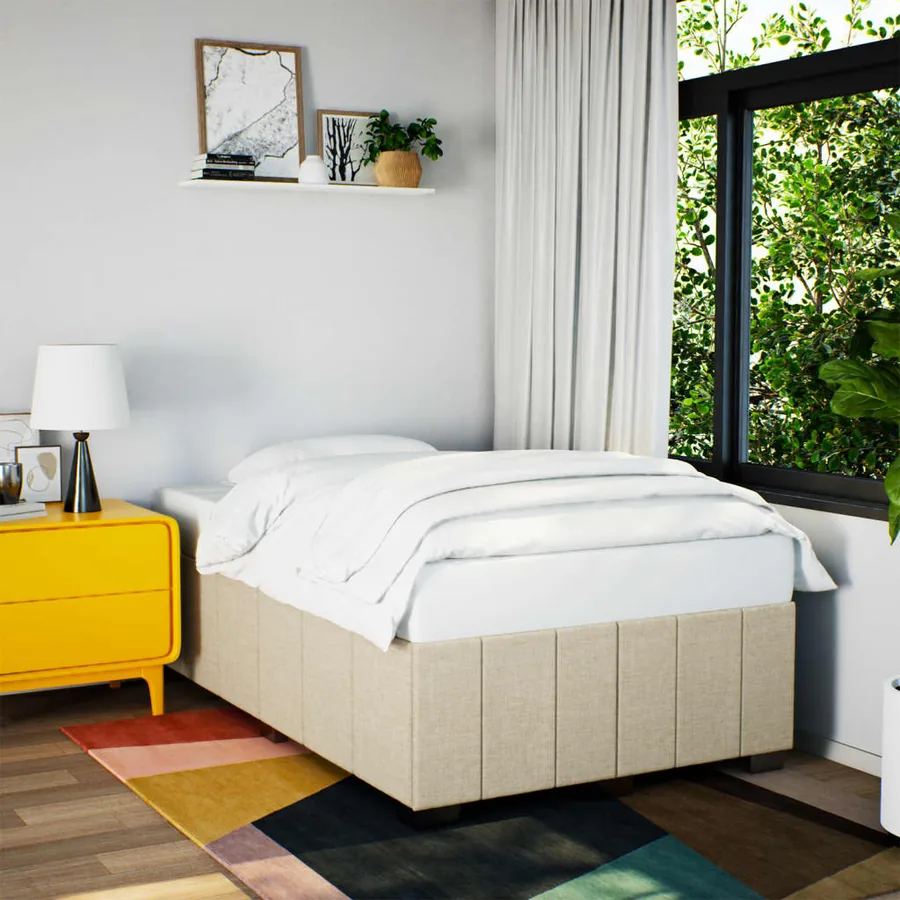 Cadre de lit sans matelas crème 120x190 cm tissu