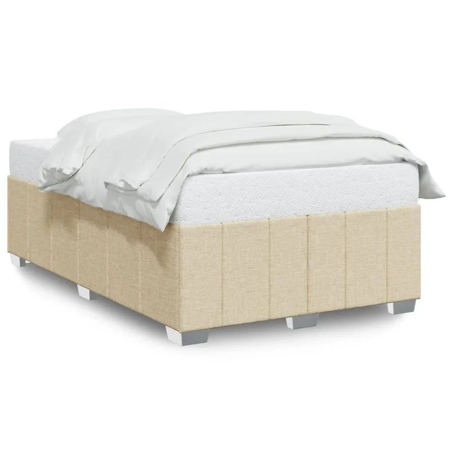 Cadre de lit sans matelas crème 120x190 cm tissu - 2