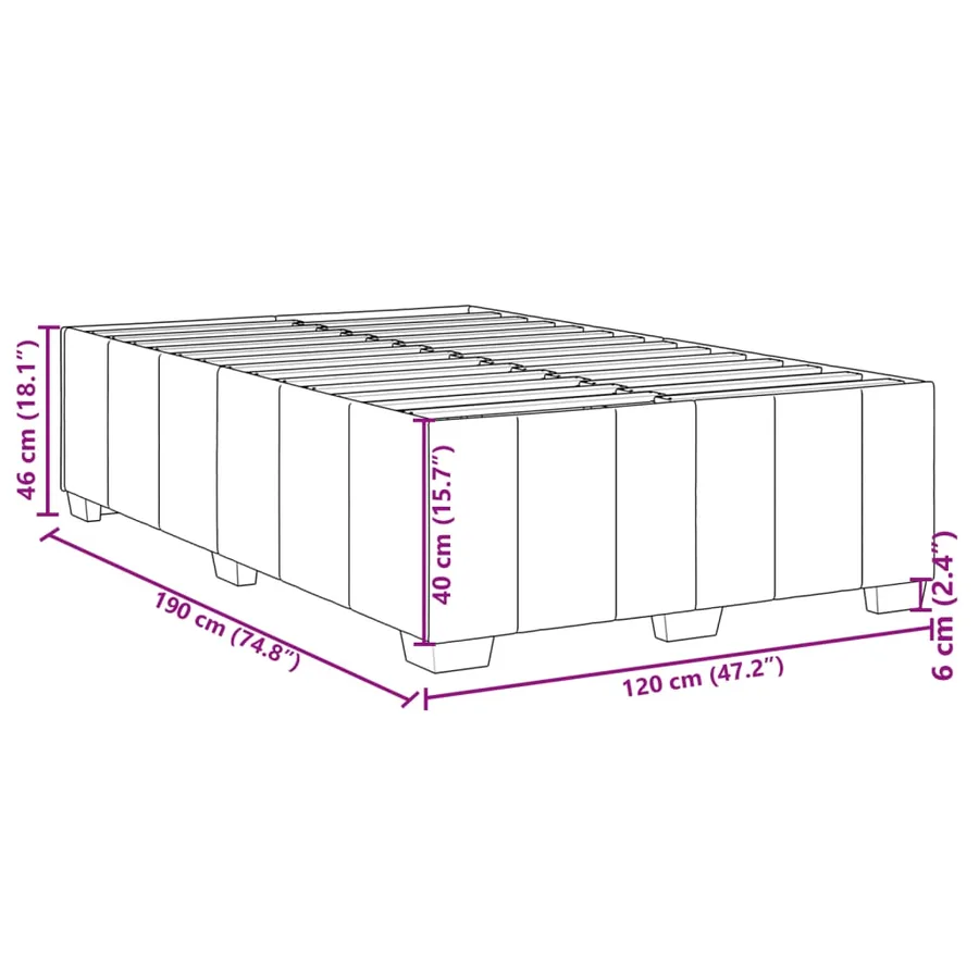 Cadre de lit sans matelas crème 120x190 cm tissu - 9