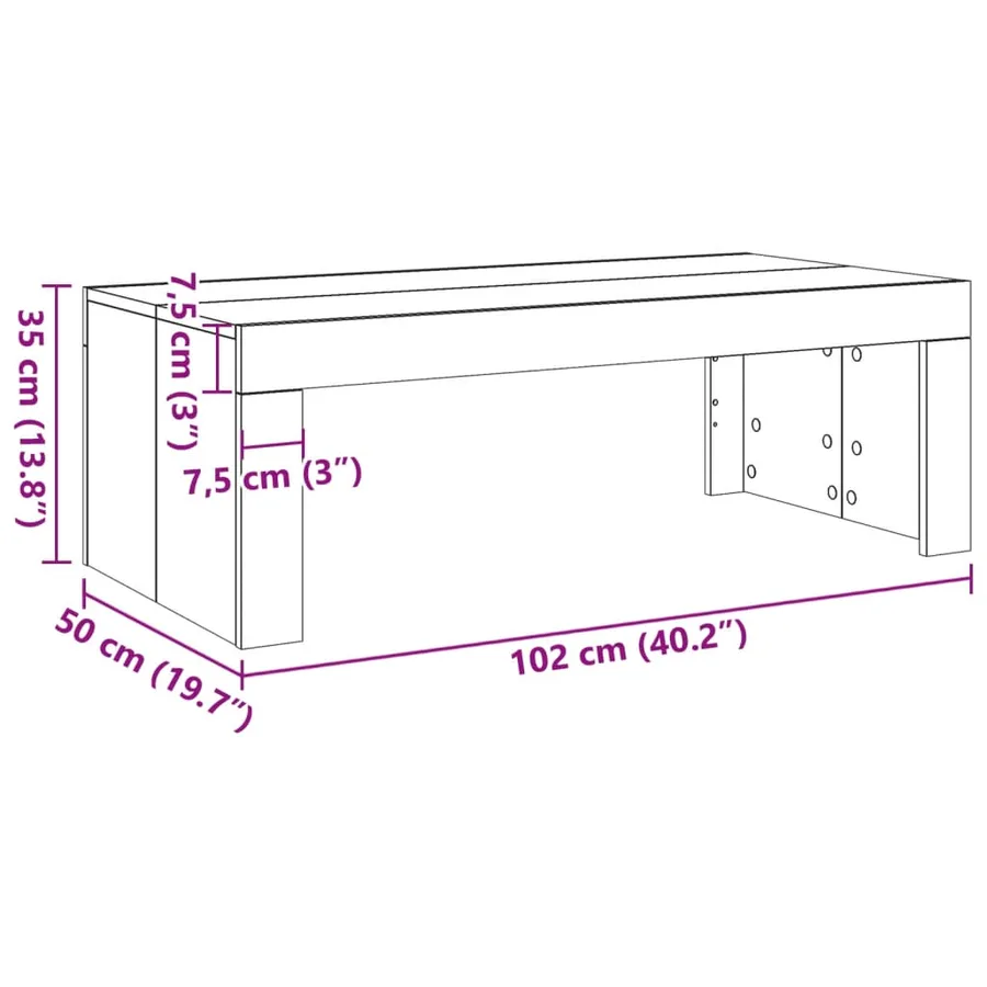 Table basse vieux bois 102x50x35 cm bois d'ingénierie - 9