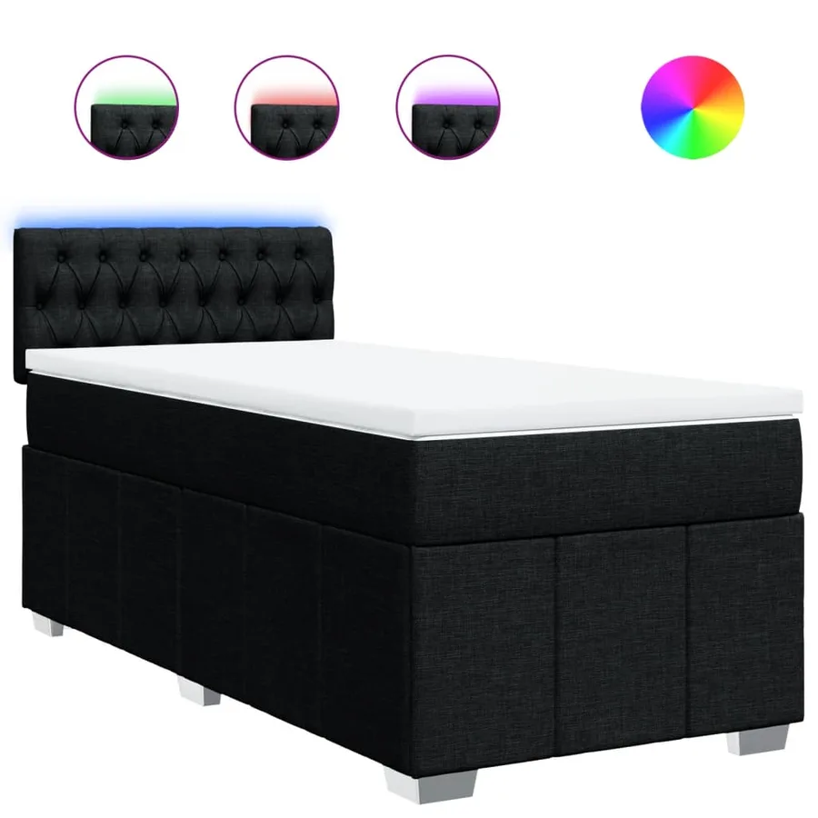 Sommier à lattes de lit avec matelas Noir 90x190 cm Tissu - 2