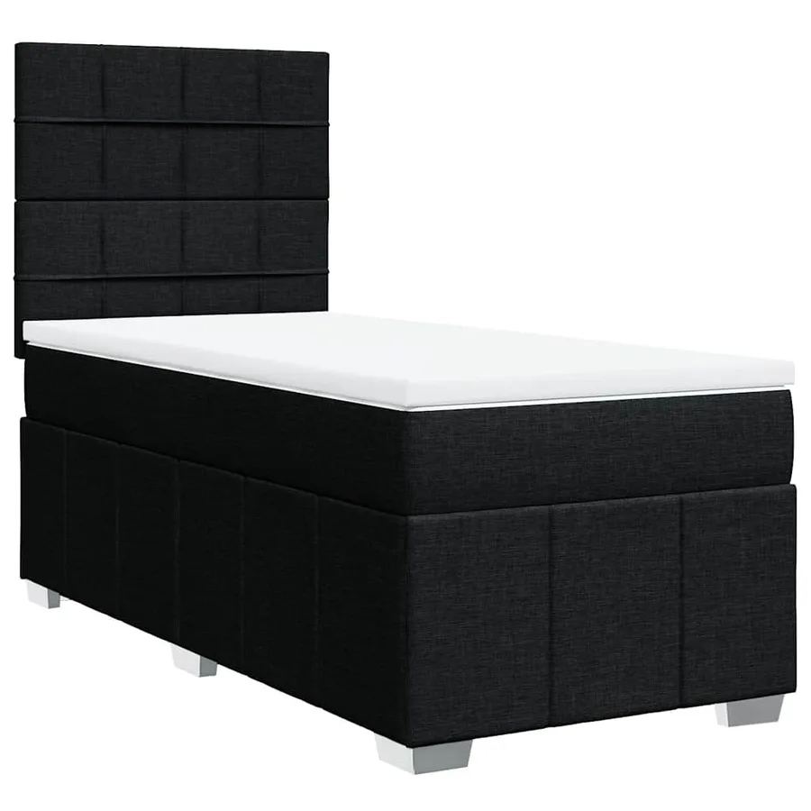 Sommier à lattes de lit avec matelas Noir 90x190 cm Tissu - 3