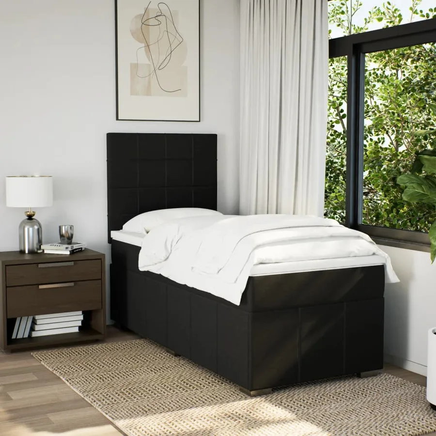 Sommier à lattes de lit avec matelas Noir 90x190 cm Tissu - 3