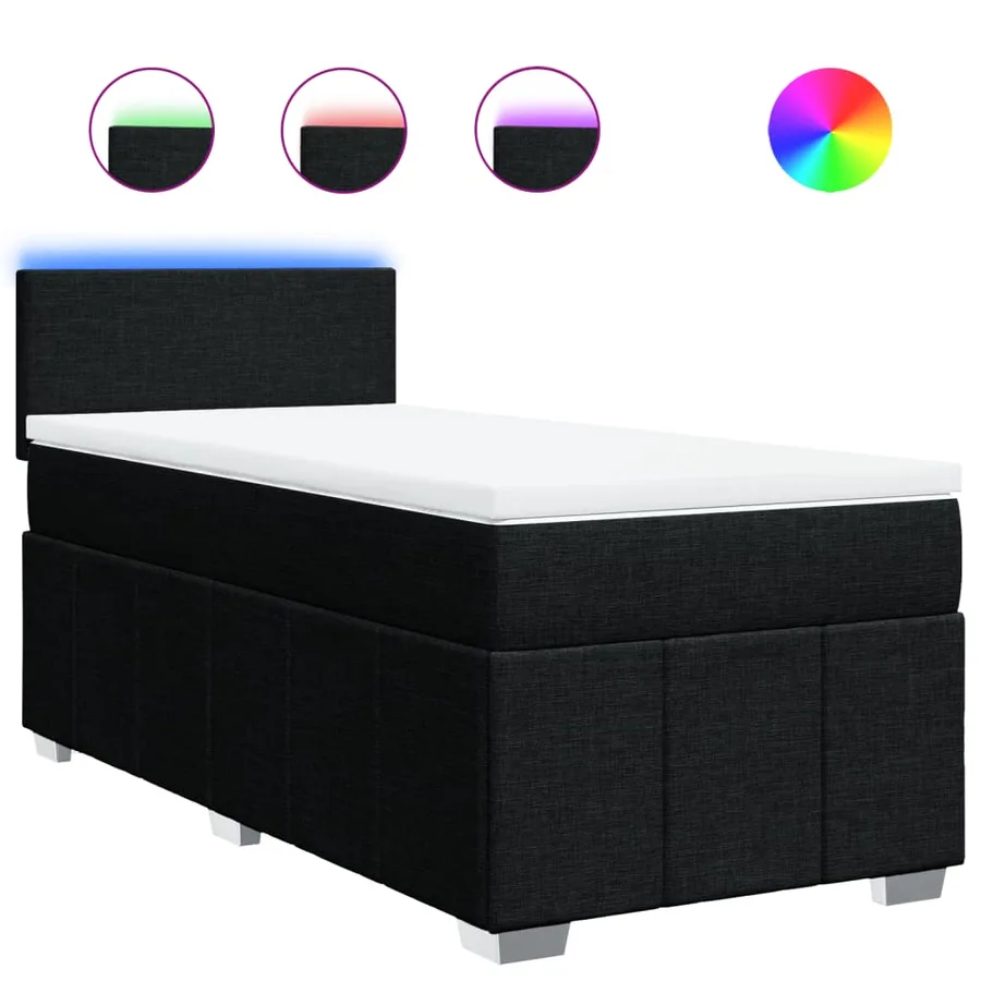 Sommier à lattes de lit avec matelas Noir 90x190 cm Tissu - 2