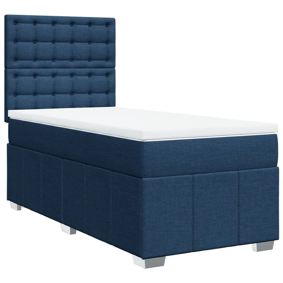 Sommier à lattes de lit avec matelas Bleu 90x200 cm Tissu - 2