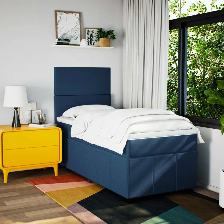Sommier à lattes de lit avec matelas Bleu 90x200 cm Tissu - 3