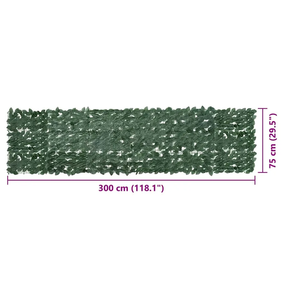 Écran de balcon avec feuilles vert foncé 300x75 cm - 7