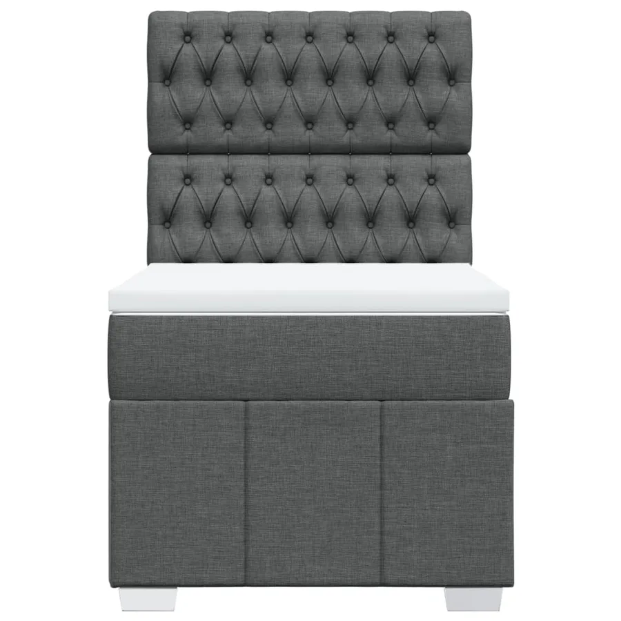 Sommier à lattes de lit et matelas Gris foncé 90x190 cm Tissu - 6