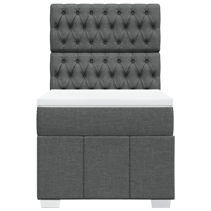 Sommier à lattes de lit et matelas Gris foncé 90x190 cm Tissu - 4
