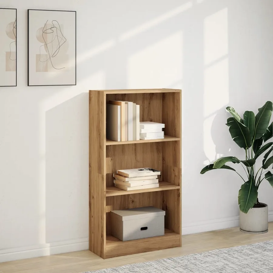 Bibliothèque chêne artisanal 60x24x109 cm bois d'ingénierie - 3