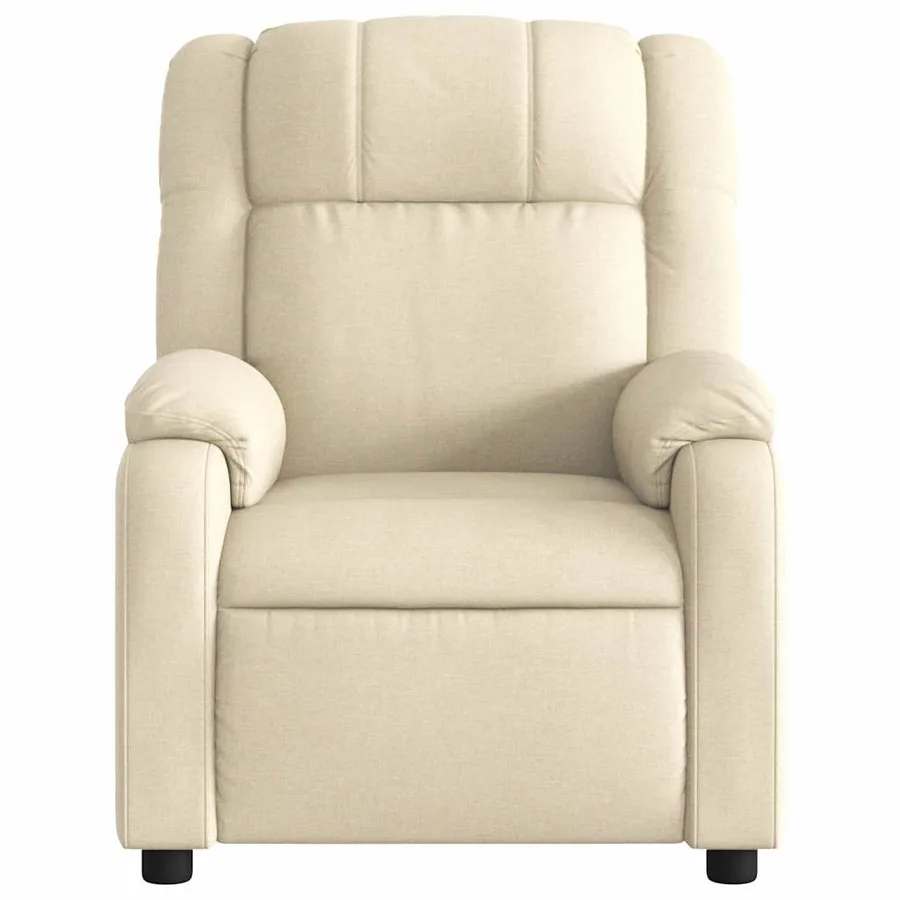 Fauteuil inclinable de massage crème tissu - 7