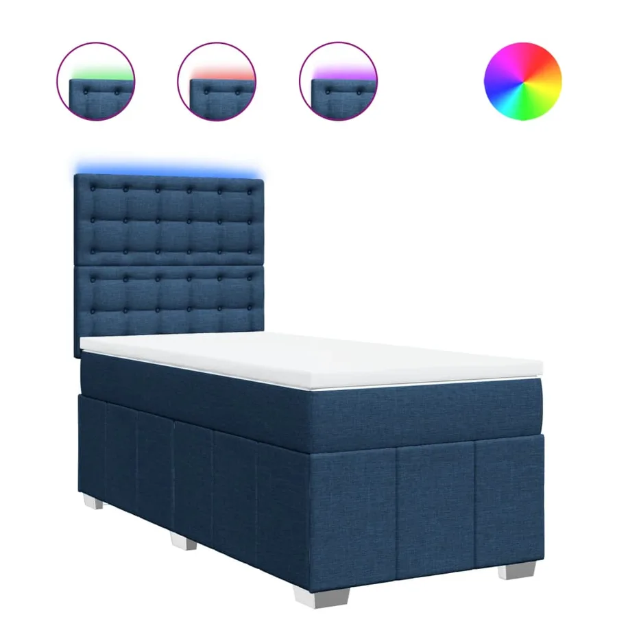 Sommier à lattes de lit avec matelas Bleu 90x200 cm Tissu - 2