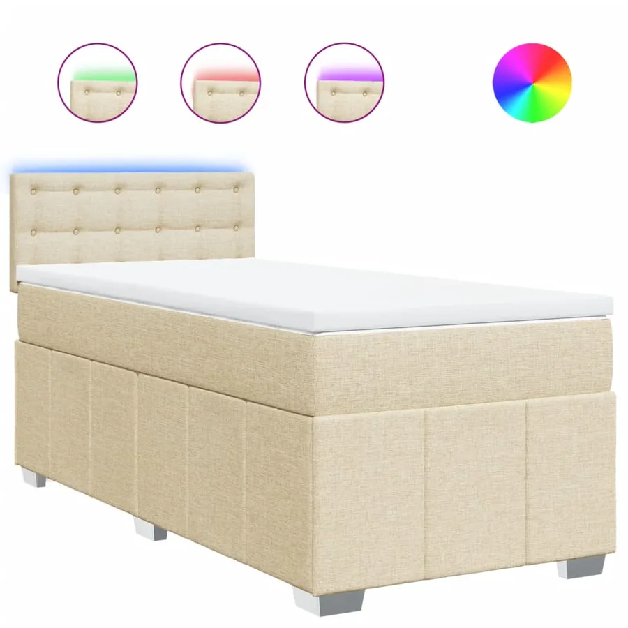 Sommier à lattes de lit avec matelas Crème 90x200 cm Tissu - 2