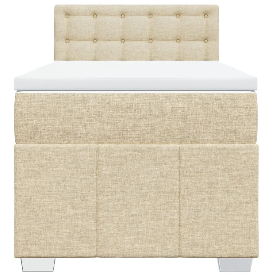 Sommier à lattes de lit avec matelas Crème 90x200 cm Tissu - 6