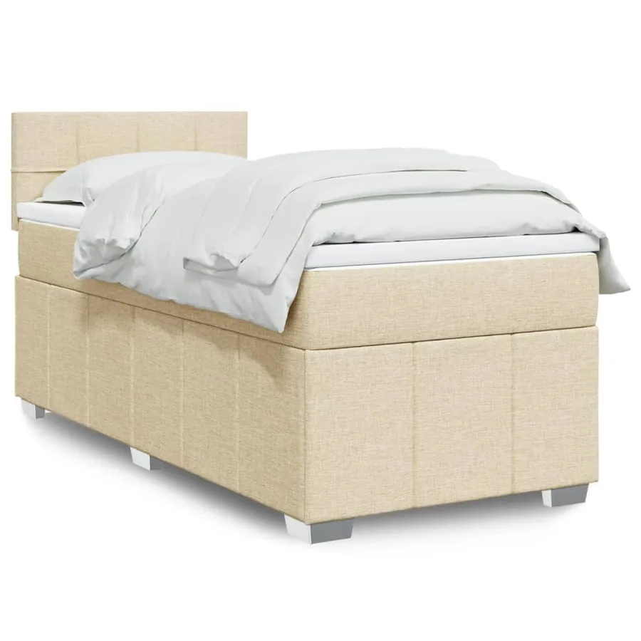 Sommier à lattes de lit avec matelas Crème 90x200 cm Tissu