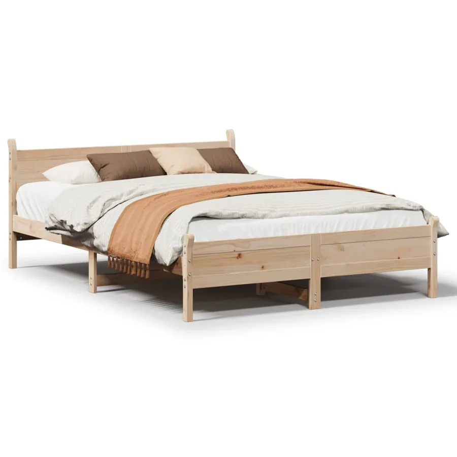 Cadre de lit sans matelas 140x190 cm bois de pin massif - 2
