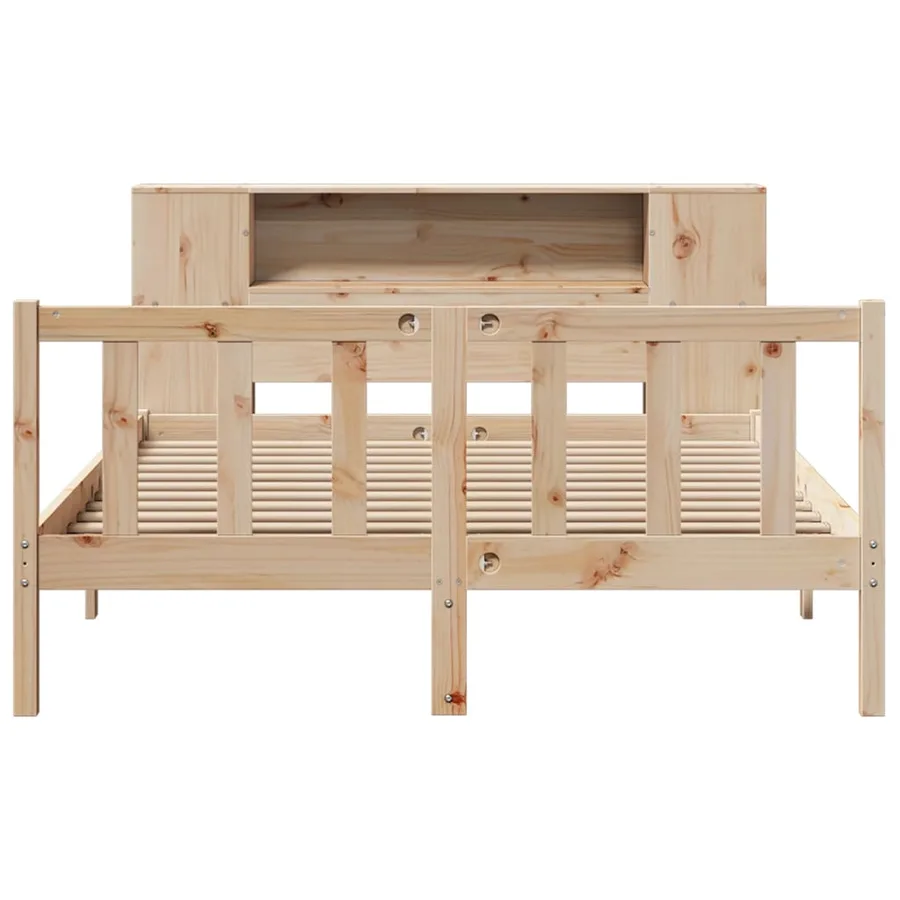 Lit bibliothèque sans matelas 160x200 cm bois massif de pin - 4