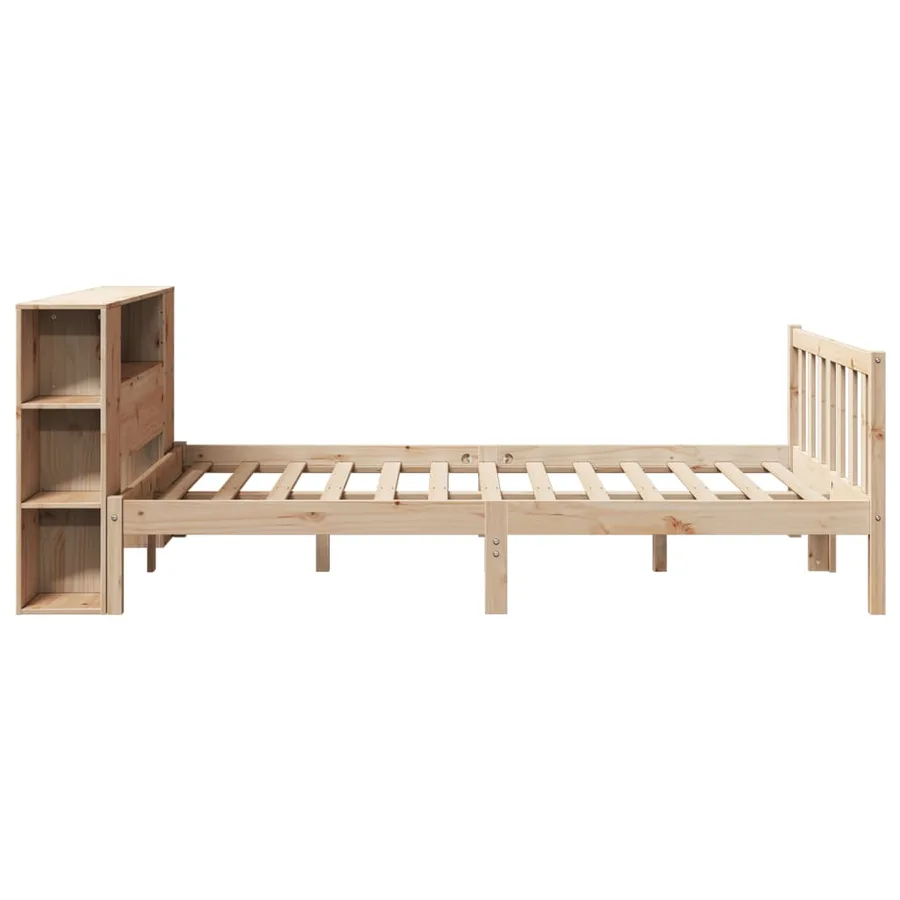 Lit bibliothèque sans matelas 160x200 cm bois massif de pin - 7