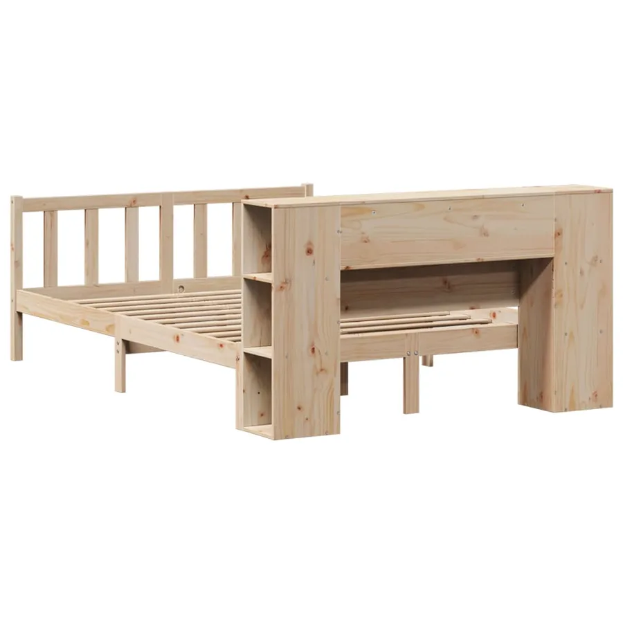Lit bibliothèque sans matelas 160x200 cm bois massif de pin - 8