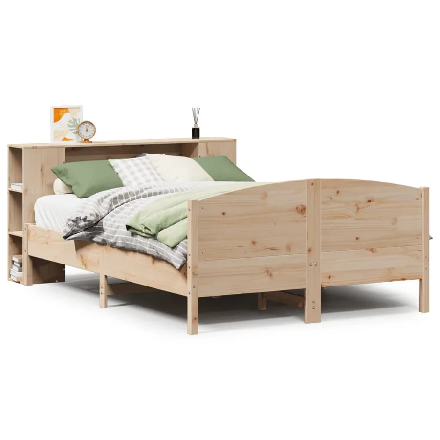 Lit bibliothèque sans matelas 160x200 cm bois massif de pin - 2