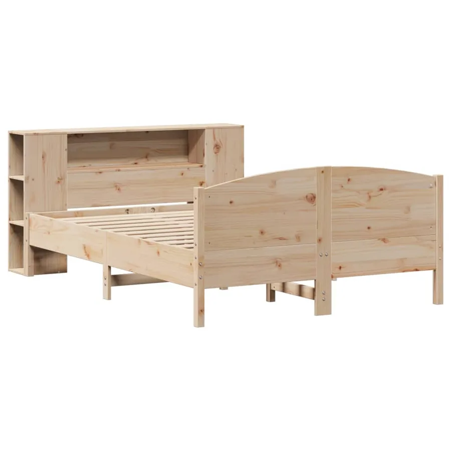 Lit bibliothèque sans matelas 160x200 cm bois massif de pin - 3