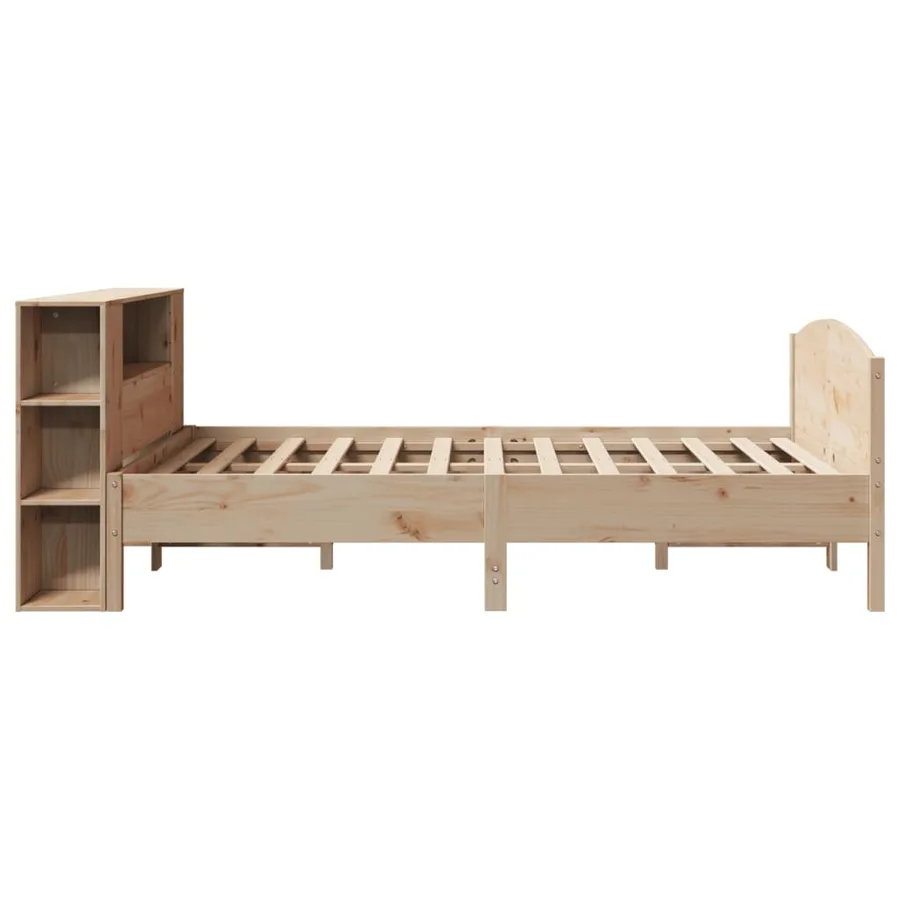 Lit bibliothèque sans matelas 160x200 cm bois massif de pin - 5