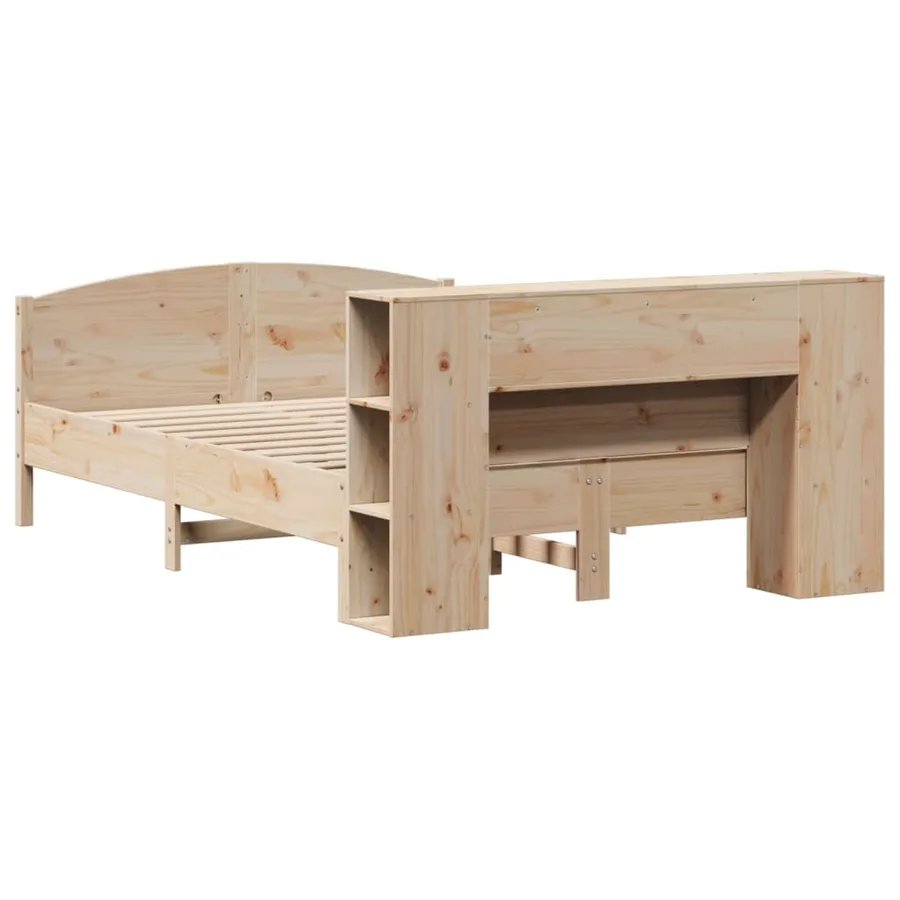 Lit bibliothèque sans matelas 160x200 cm bois massif de pin - 6
