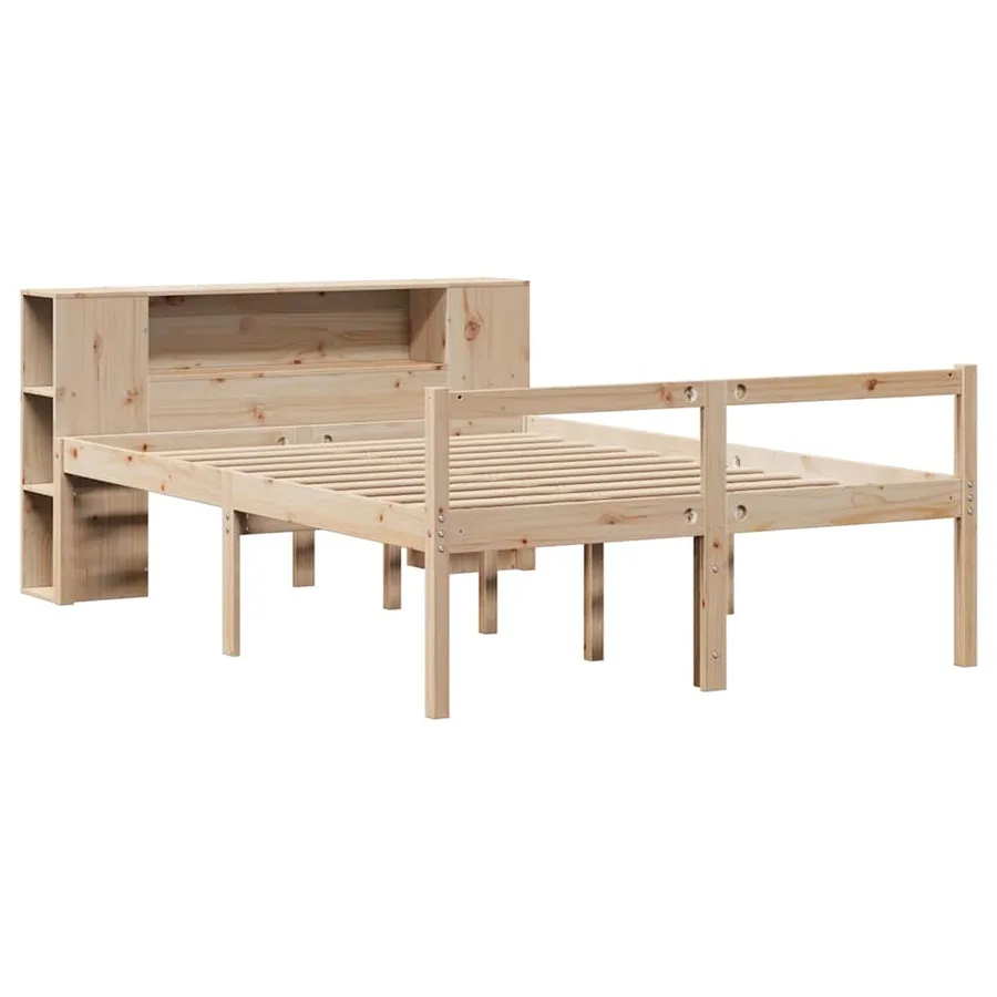 Lit bibliothèque sans matelas 160x200 cm bois massif de pin - 3