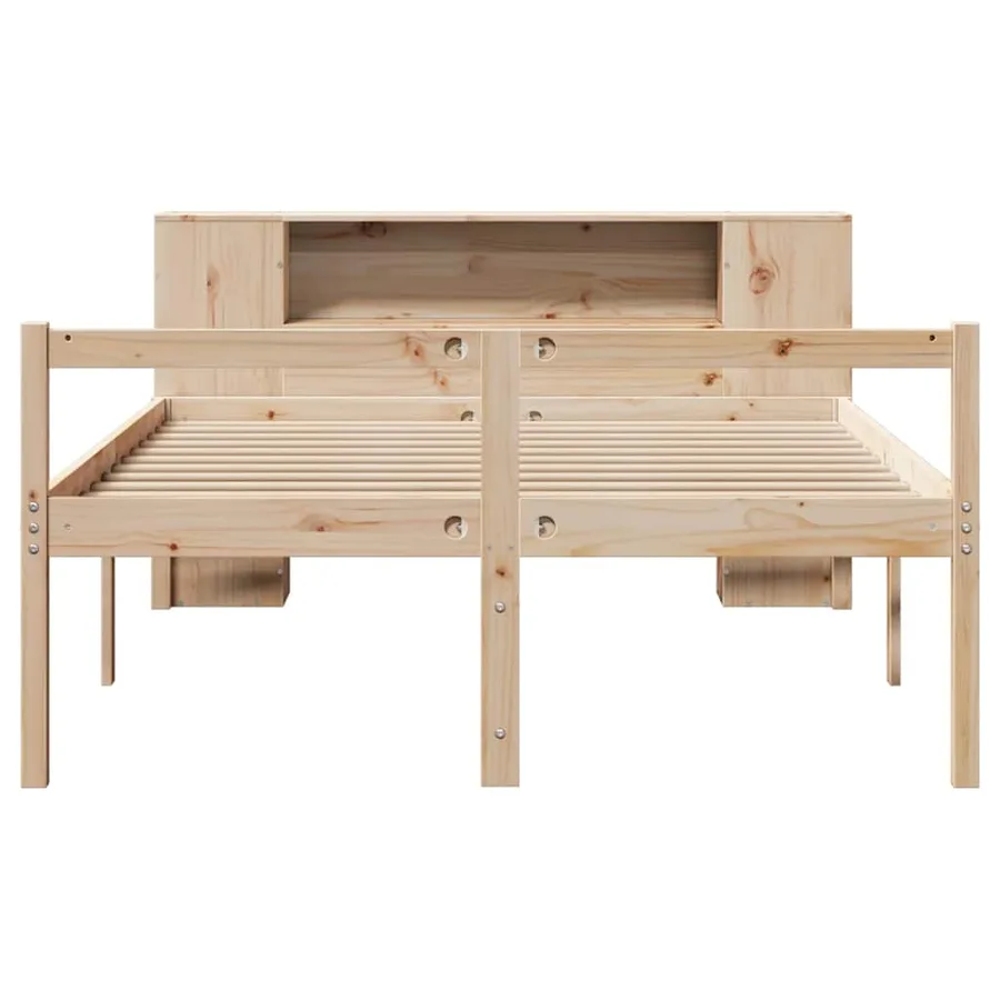 Lit bibliothèque sans matelas 160x200 cm bois massif de pin - 4