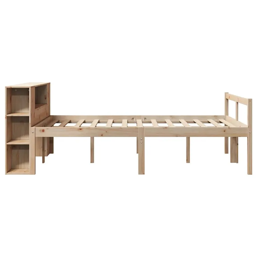 Lit bibliothèque sans matelas 160x200 cm bois massif de pin - 5