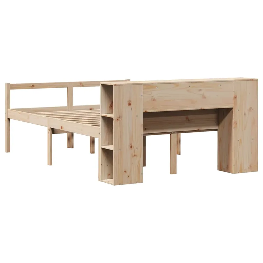 Lit bibliothèque sans matelas 160x200 cm bois massif de pin - 6