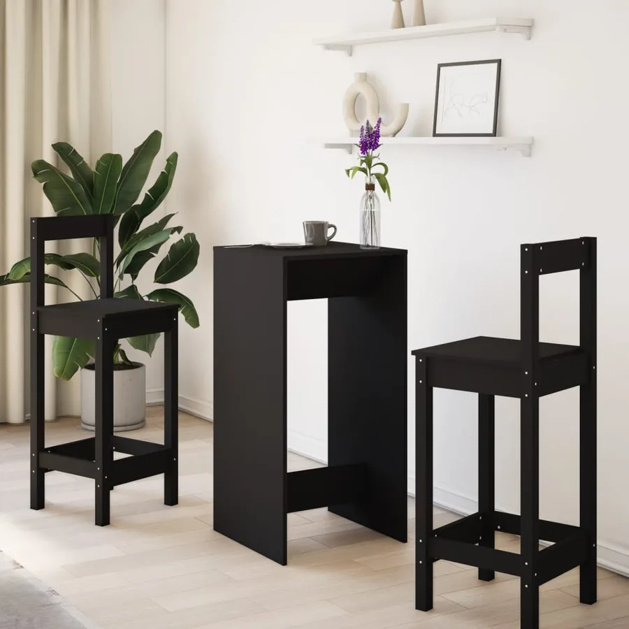 Table de bar noir 51x50x103,5 cm bois d'ingénierie - 3