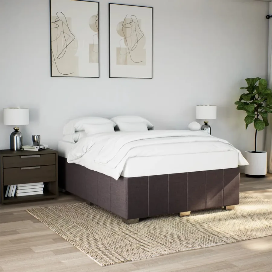 Cadre de lit sans matelas marron foncé 160x200 cm tissu