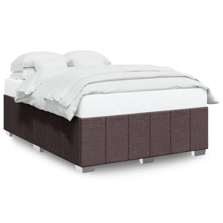 Cadre de lit sans matelas marron foncé 160x200 cm tissu - 2